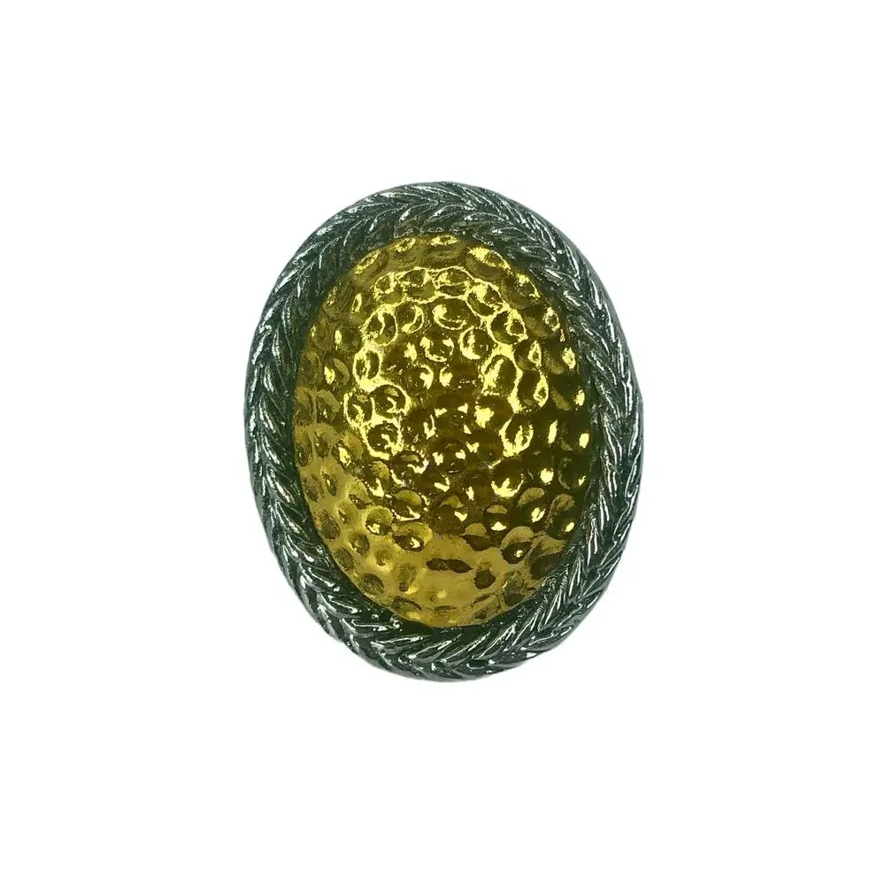 Silver and Gold Oval Ring - Size 8